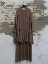 Mutedance 25 Autumn/Winter Flower-dyed Silk Round Neck Layered Long Sleeve Dress MD-MD25FW85-sand (MD25FW84)
